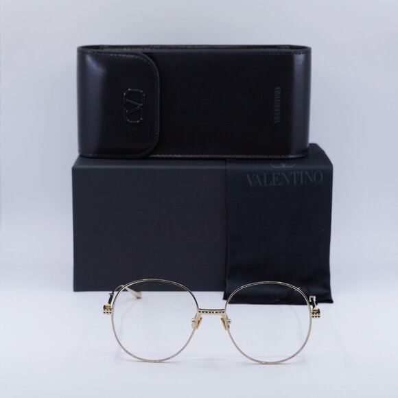 Valentino V-STUD-III VLX-136A Round Eyeglasses 56mm - Light Gold - Picture 3 of 10